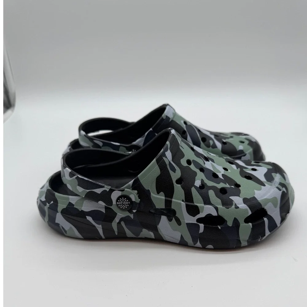 LittleLamb Kids Camo Clogs Slip On Water Shoes Green Grey Black Size‎ 35